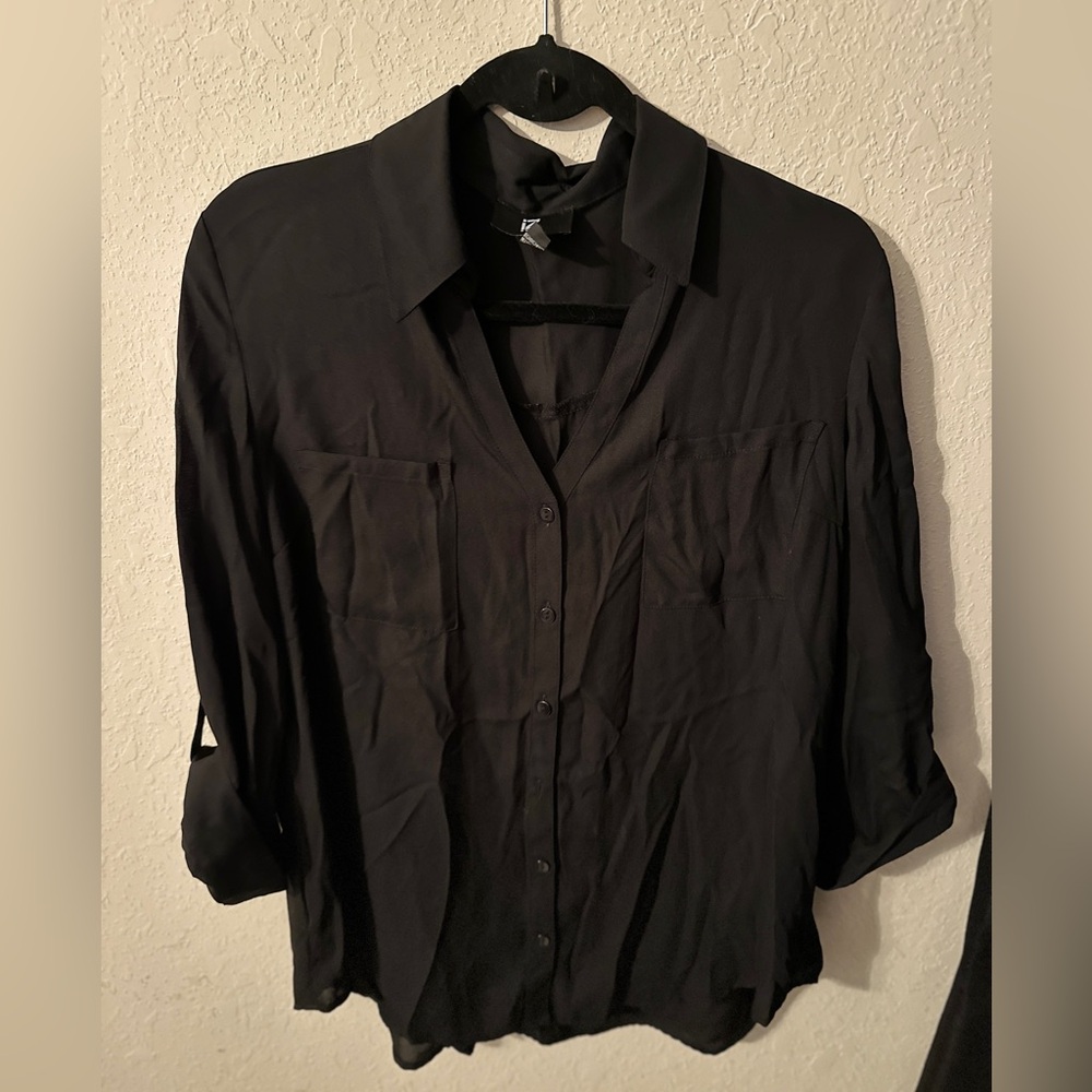 IZ Byer Button Down Black Dress Shirt